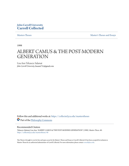 Albert Camus & the Post-Modern Generation