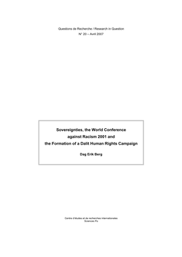 Sovereignties, the World Conference Against Racism 2001 and the Formation of a Dalit Human Rights Campaign