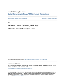 Deshields (James T.) Papers, 1815-1944
