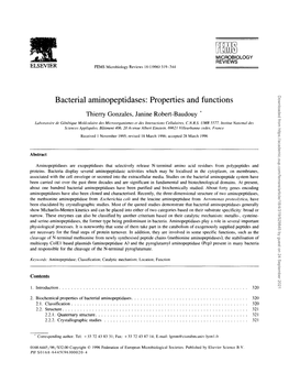 Bacterial Aminopeptidases: Properties and Functions