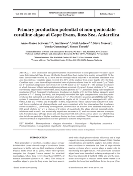 Primary Production Potential of Non-Geniculate Coralline Algae at Cape Evans, Ross Sea, Antarctica