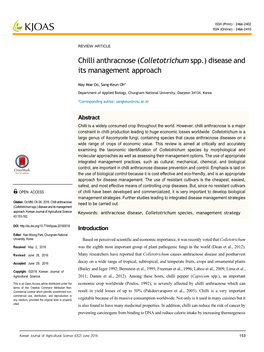 Chilli Anthracnose (Colletotrichum Spp.) Disease and Its Management Approach