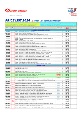 Price List 2014 & Stock List Homble Diffusion