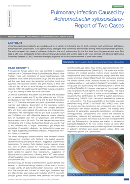 Pulmonary Infection Caused by Achromobacter Xylosoxidans