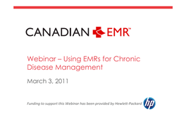 Webinar – Using Emrs for Chronic Disease Management