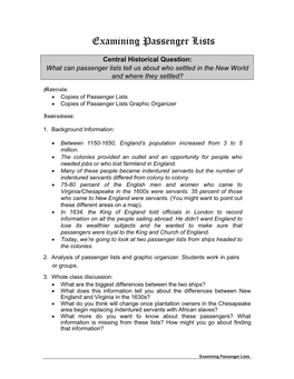 Examining Passenger Lists