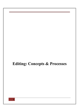 Editing: Concepts & Processes