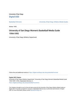 University of San Diego Women's Basketball Media Guide 1994-1995