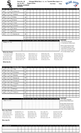 Chicago White Sox(31-36) Vs Toronto Blue Jays(32-35)