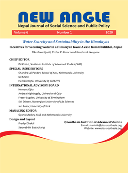 Water Scarcity and Sustainability in the Himalayas Incentives for Securing Water in a Himalayan Town: a Case from Dhulikhel, Nepal Tikeshwari Joshi, Eszter K