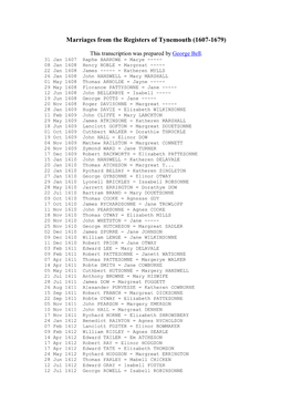 Marriages from the Registers of Tynemouth (1607-1679)