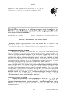 Historical Land-Use Patterns in Relation to Conservation Strategies for The