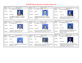 Kodagudistrict Wise Non Teachers Voters List