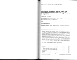 Correlation of Relative Liluzzle Width and Relative Incisor Width with Dietary Preference in Ungulates