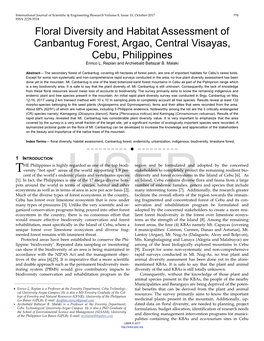 Floral Diversity and Habitat Assessment of Canbantug Forest, Argao, Central Visayas, Cebu, Philippines Enrico L