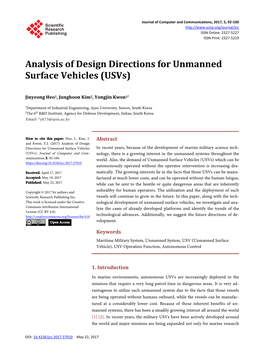 Analysis of Design Directions for Unmanned Surface Vehicles (Usvs)