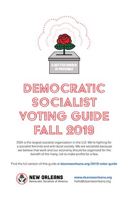 Democratic Socialist Voting Guide Fall 2019