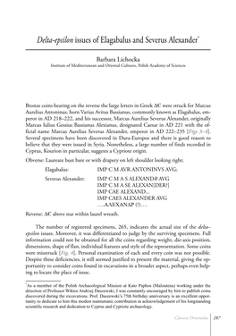 Delta-Epsilon Issues of Elagabalus and Severus Alexander*