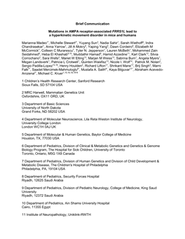 Brief Communication Mutations in AMPA Receptor-Associated FRRS1L
