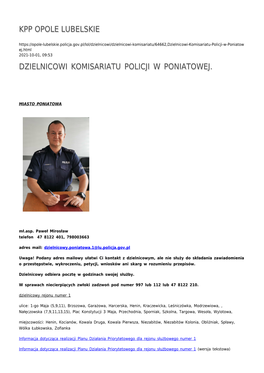 Dzielnicowi Komisariatu Policji W Poniatowej