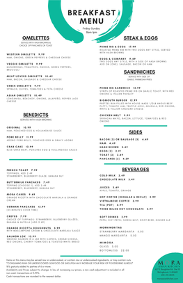 Breakfast Menu