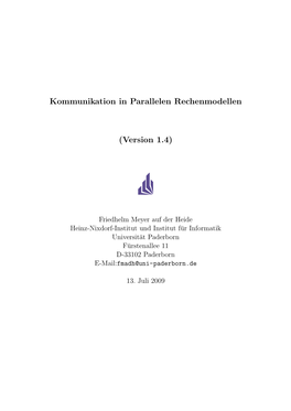 Kommunikation in Parallelen Rechenmodellen (Version 1.4)