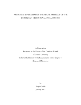 Preaching to the Masses: the Visual Presence of the Dominican Order in Valencia, 1350-1500