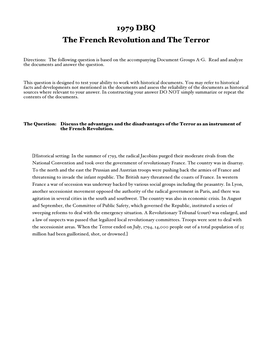 1979 DBQ the French Revolution and the Terror