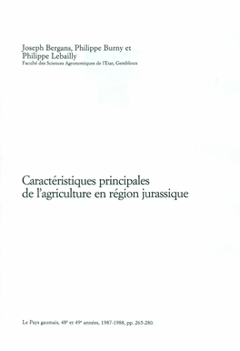 Caractéristiques Principales De L'agriculture En Région Jurassique