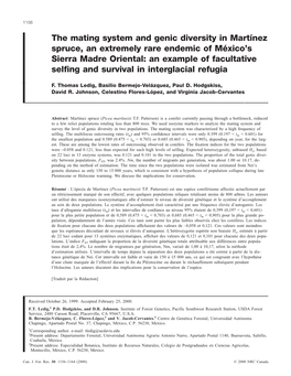 The Mating System and Genic Diversity in Martínez