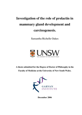 Investigation of the Role of Prolactin in Mammary Gland Development and Carcinogenesis