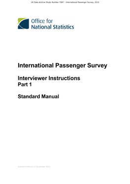 International Passenger Survey Interviewer Instructions Part 1