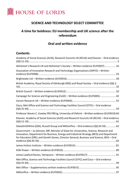 EU Membership and UK Science After the Referendum