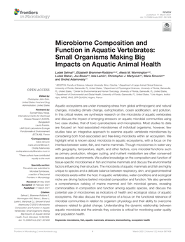 Microbiome Composition and Function in Aquatic Vertebrates: Small Organisms Making Big Impacts on Aquatic Animal Health