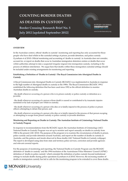 Research Brief #5: Counting Border Deaths As Deaths in Custody