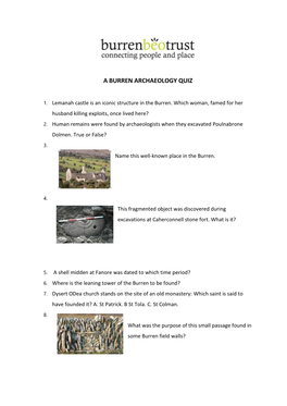 A Burren Archaeology Quiz