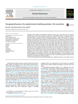 Dor Et Al 2014 Foraging Behaviour of Wormlion