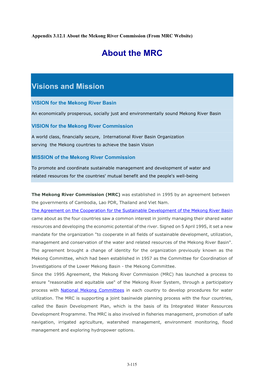 About the Mekong River Commission (From MRC Website)