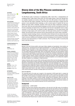 Diverse Diets of the Mio-Pliocene Carnivorans of Langebaanweg