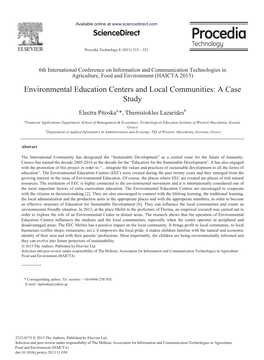 Environmental Education Centers and Local Communities: a Case Study