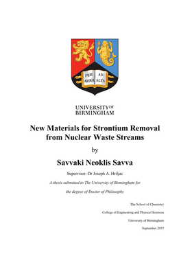 New Materials for Strontium Removal from Nuclear Waste Streams