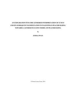 An Exploration Into the Gendered Interpretation of Sumud and Its Subsequent Manifestation in Palestinian Peacebuilding