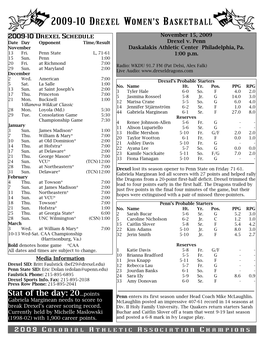 2009-10 Drexel Women's Basketball Drexel Combined Team Statistics (As of Nov 13, 2009) All Games