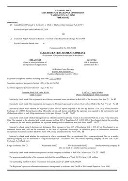 Form 10-K Majesco Entertainment Company