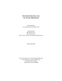 Economic Significance of Alaska Railroad