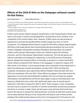 Effects of the 2016 El Niño on the Galapagos Artisanal Coastal Fin-Fish Fishery