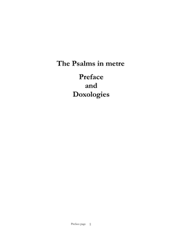 The Psalms in Metre Preface and Doxologies