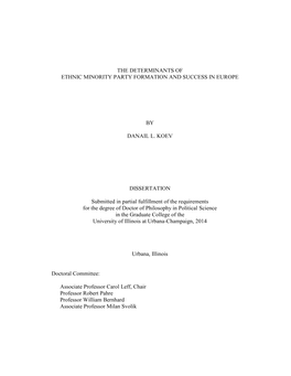 The Determinants of Ethnic Minority Party Formation and Success in Europe