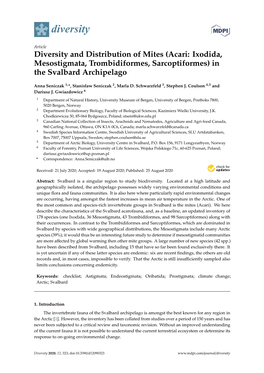 Diversity and Distribution of Mites (Acari: Ixodida, Mesostigmata, Trombidiformes, Sarcoptiformes) in the Svalbard Archipelago