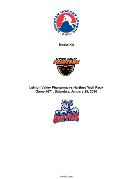 Media Kit Lehigh Valley Phantoms Vs Hartford Wolf Pack Game